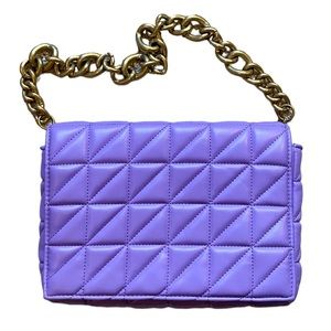 Zara Quilted Purple Shoulder Bag with Chunky Chain GUC